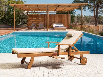 Solseng utendørs med pute Java Premium akasietre - Brun/Taupe - Hagemøbler & utemiljø - Stoler & Lenestoler - Solsenger & solvogner