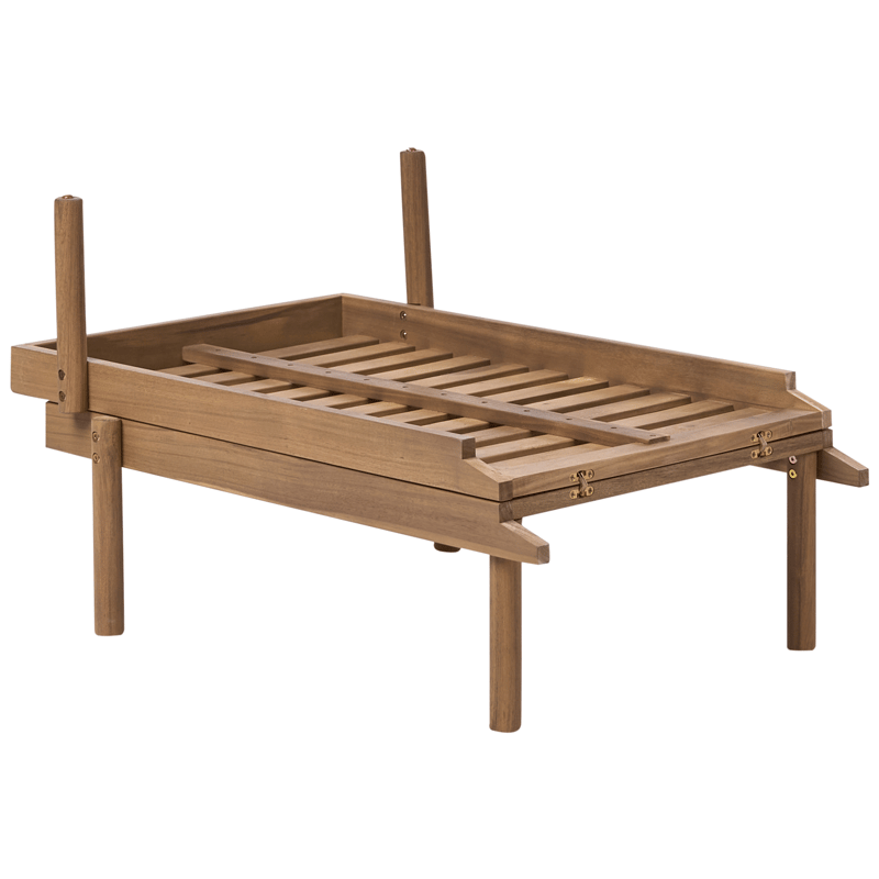 Solseng utendørs med pute Marcetelli akasietre - Brun/Hvit - Hagemøbler & utemiljø - Stoler & Lenestoler - Solsenger & solvogner