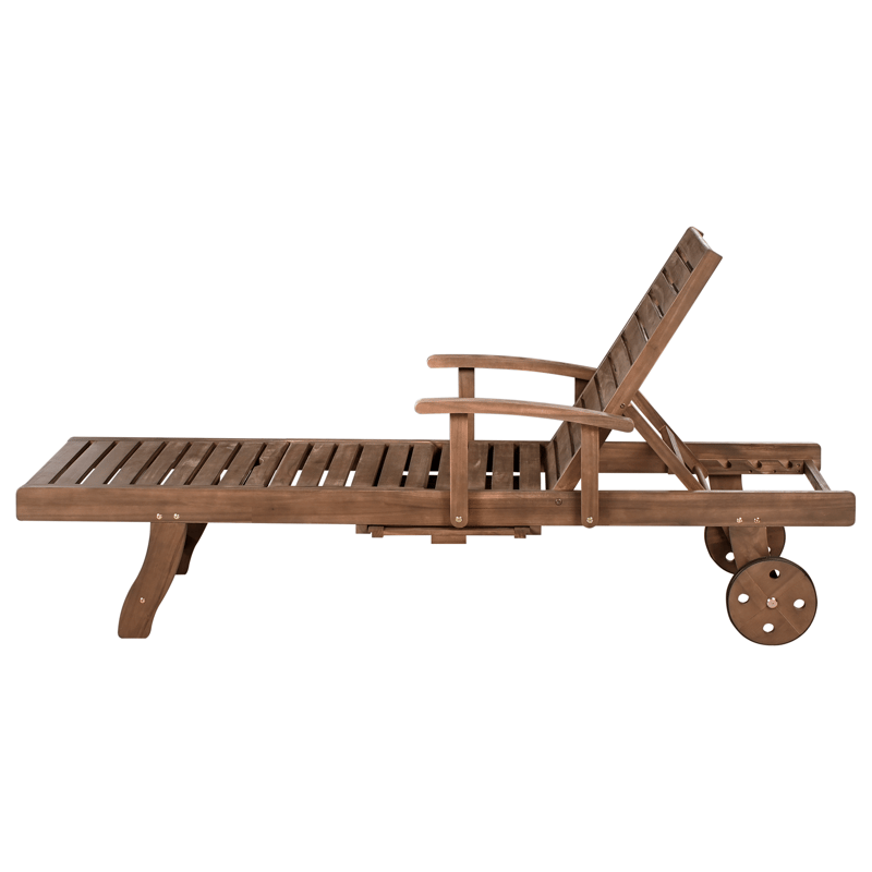 Solseng utendørs med pute Amantea Premium akasietre - Brun/grå - Hagemøbler & utemiljø - Stoler & Lenestoler - Solsenger & solvogner