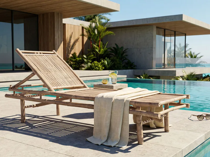 Solseng utendørs Sulmona bambustre - Brun - Hagemøbler & utemiljø - Stoler & Lenestoler - Solsenger & solvogner