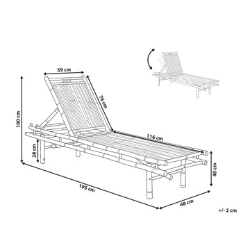 Solseng utendørs Sulmona bambustre - Brun - Hagemøbler & utemiljø - Stoler & Lenestoler - Solsenger & solvogner