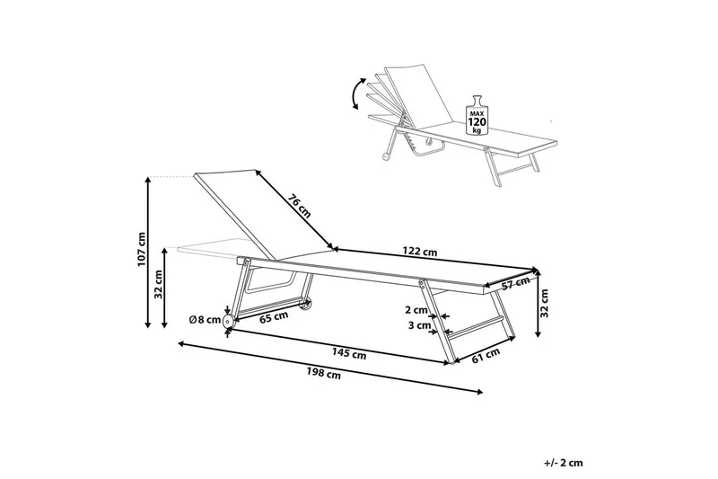 Solseng Portofino - Gul - Hagemøbler & utemiljø - Stoler & Lenestoler - Solsenger & solvogner