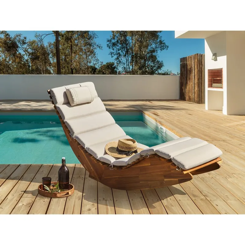 Solstol Brescia Premium - Lyst tre, lysebeige - Hagemøbler & utemiljø - Stoler & Lenestoler - Solstoler