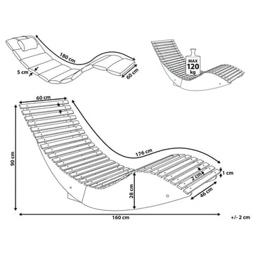 Solstol Brescia Premium - Lyst tre, rød - Hagemøbler & utemiljø - Stoler & Lenestoler - Solstoler