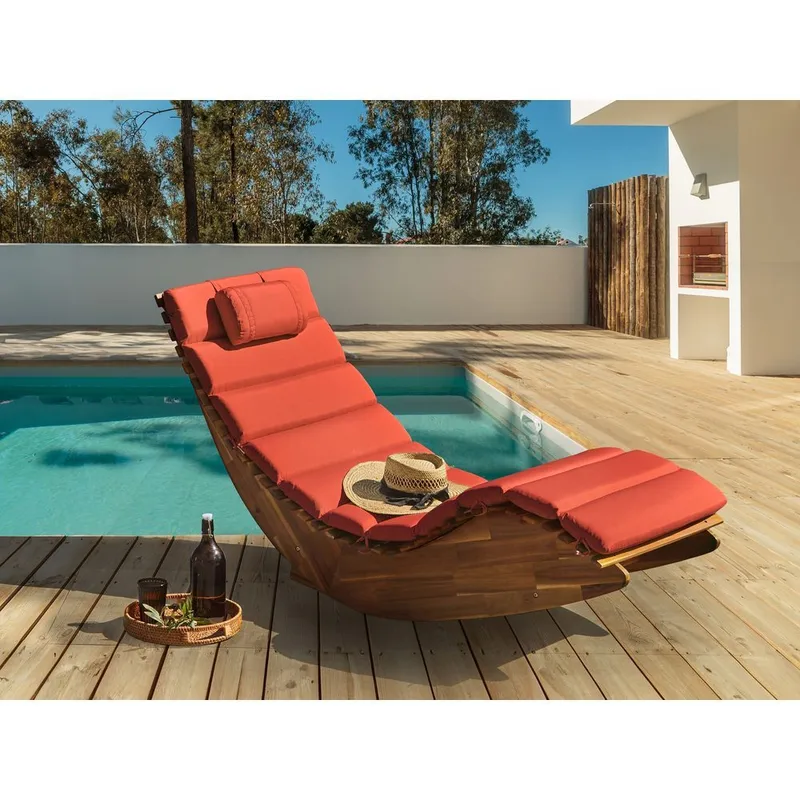 Solstol Brescia Premium - Lyst tre, rød - Hagemøbler & utemiljø - Stoler & Lenestoler - Solstoler