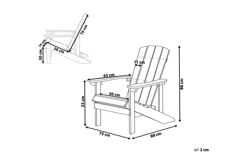 Adirondack Solstol 88 | 75 | 88 cm - Blå - Hagemøbler & utemiljø - Stoler & Lenestoler - Solstoler - Dekkstol