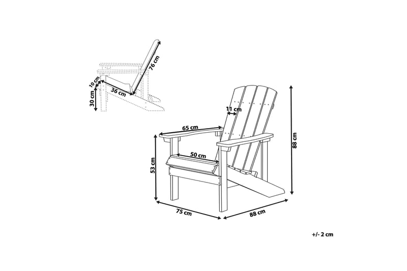 Dekkstol Adirondack 88 | 75 | 88 cm - Grå - Dekkstol