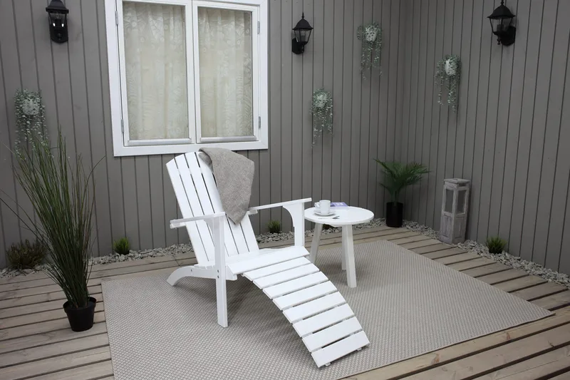 Rolston Dekkstol med Fotskammel - Hvit - Hagemøbler & utemiljø - Stoler & Lenestoler - Solstoler - Dekkstol