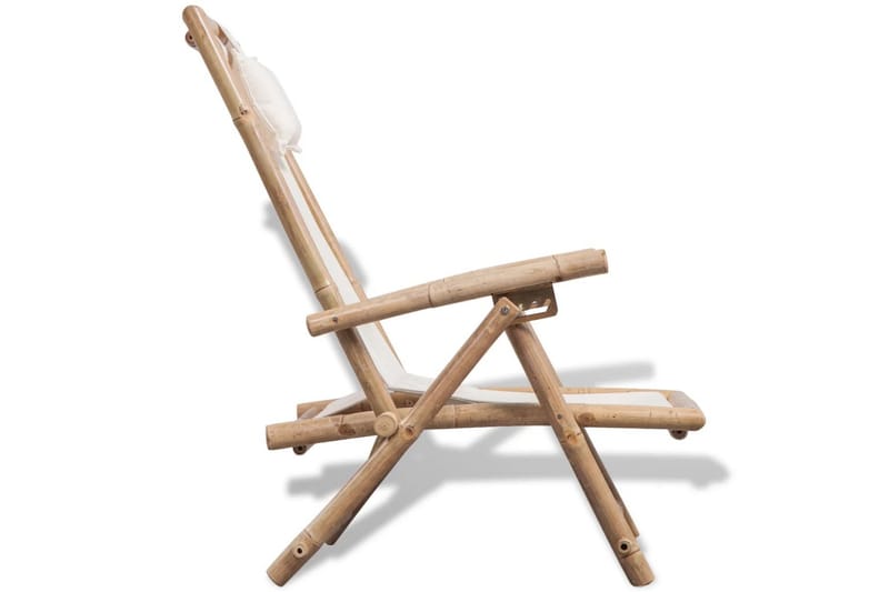 Utendørs fluktstol bambus - Hvit - Dekkstol