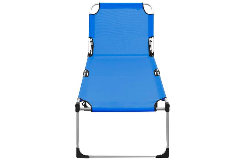 Ekstra høy solseng senior sammenleggbar blå aluminium - Solstoler