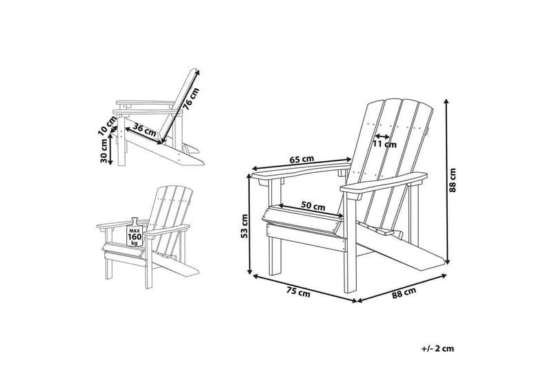 Hagestol Adirondack - Grønn, 75x88x88 cm - Hagemøbler & utemiljø - Stoler & Lenestoler - Solstoler - Dekkstol