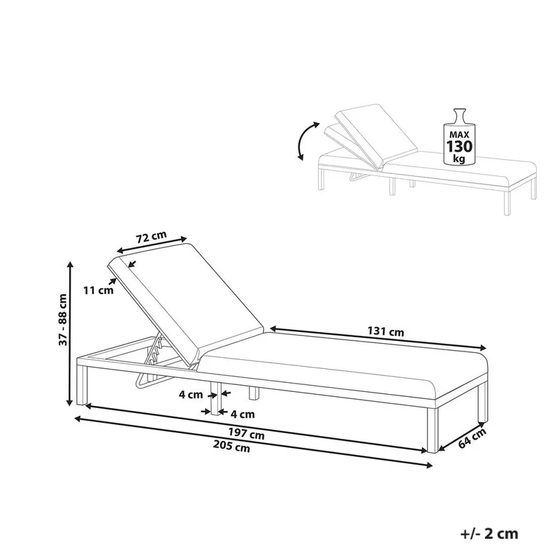 Solstol Lariano - Beige, svart - Hagemøbler & utemiljø - Stoler & Lenestoler - Solstoler