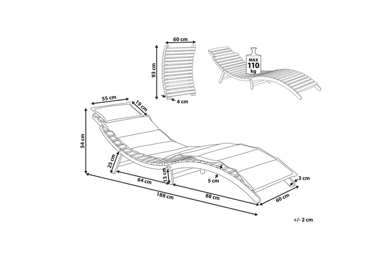 Solstol Luino - Lyst tre, grå - Hagemøbler & utemiljø - Stoler & Lenestoler - Solsenger & solvogner