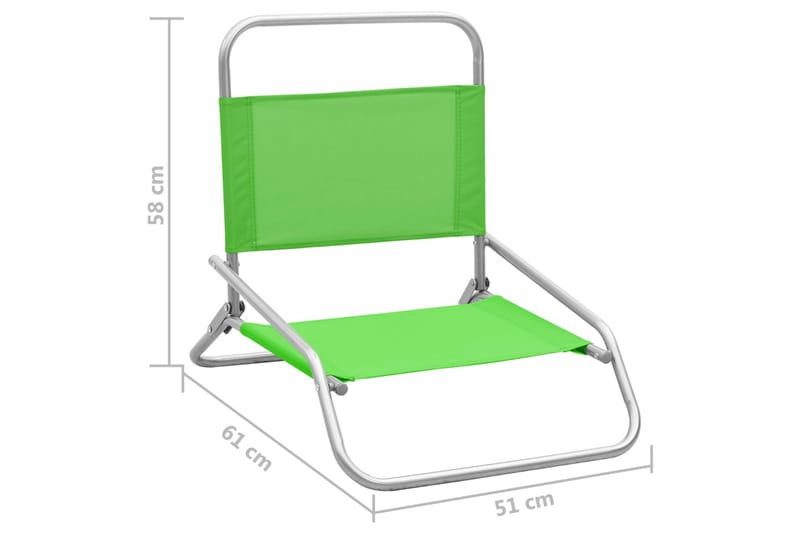 Sammenleggbare strandstoler 2 stk grønn stoff - Grønn - Solstoler