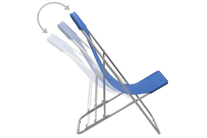 Sammenleggbare strandstoler 2 stk stål og oxfordstoff blå - Solstoler