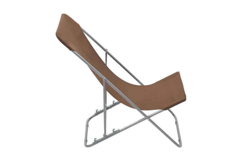 Sammenleggbare strandstoler 2 stk stål og oxfordstoff brun - Solstoler