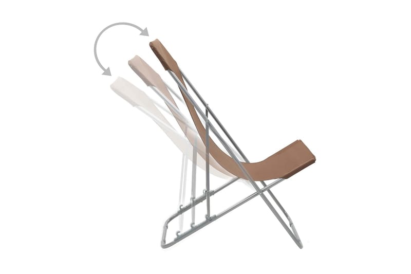Sammenleggbare strandstoler 2 stk stål og oxfordstoff brun - Solstoler