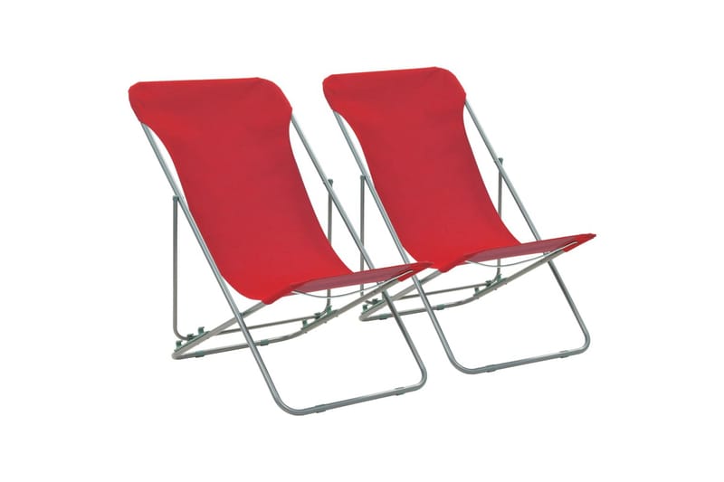 Sammenleggbare strandstoler 2 stk stål og oxfordstoff rød - Solstoler