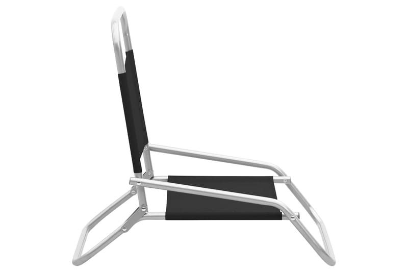 Sammenleggbare strandstoler 2 stk svart stoff - Svart - Solstoler