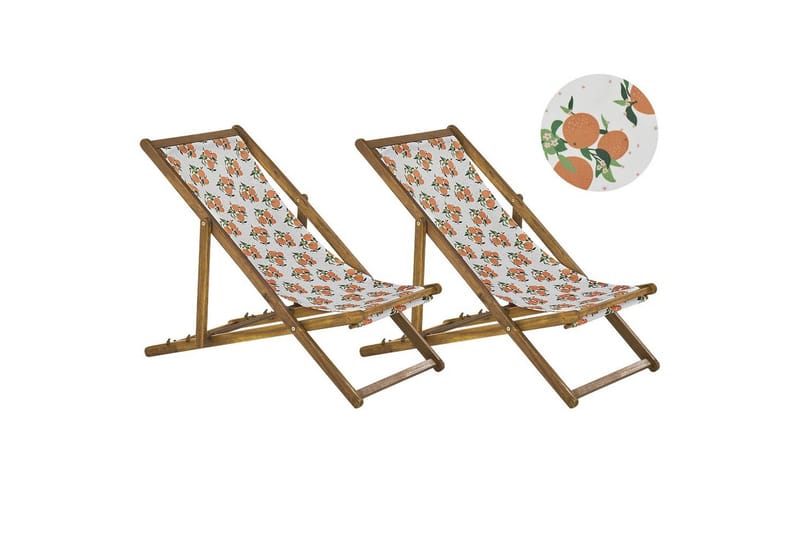 Solstol sett med 2 Anzio, lyst tre/off-white appelsinmønster
