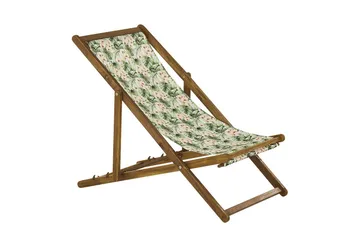 Solstol sett med 2 Anzio - lyst tre/off-white blomstrete mønster - Hagemøbler & utemiljø - Stoler & Lenestoler - Solstoler