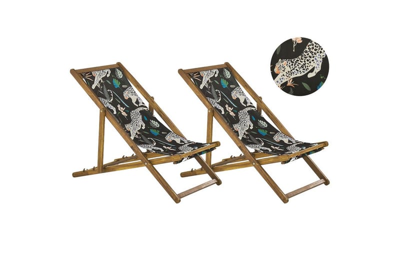 Solstol sett med 2 Anzio, lyst tre/off-white dyremønster