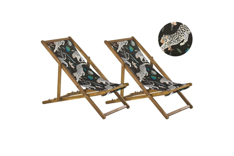 Solstol sett med 2 Anzio - lyst tre/off-white dyremønster - Hagemøbler & utemiljø - Stoler & Lenestoler - Solstoler