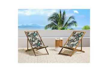 Solstol sett med 2 Anzio - lyst tre/off-white dyremønster - Hagemøbler & utemiljø - Stoler & Lenestoler - Solstoler