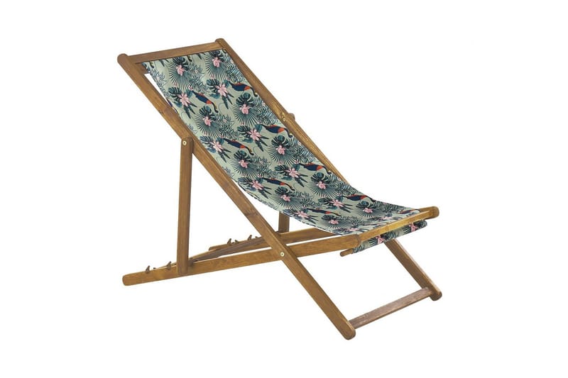 Solstol sett med 2 Anzio - lyst tre/off-white pelikanmønster - Hagem�øbler & utemiljø - Stoler & Lenestoler - Solstoler