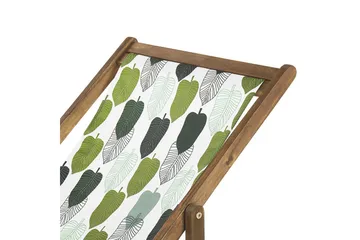 Solstol sett med 2 Anzio - lyst tre/off-white/grønt løvmønster - Hagemøbler & utemiljø - Stoler & Lenestoler - Solstoler