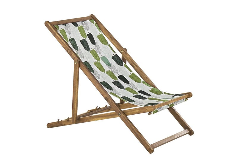 Solstol sett med 2 Anzio - lyst tre/off-white/grønt løvmønster - Hagemøbler & utemiljø - Stoler & Lenestoler - Solstoler