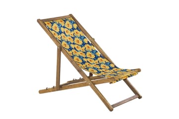 Solstol sett med 2 Anzio - lyst tre/off-white/gult blomstermønster - Hagemøbler & utemiljø - Stoler & Lenestoler - Solstoler