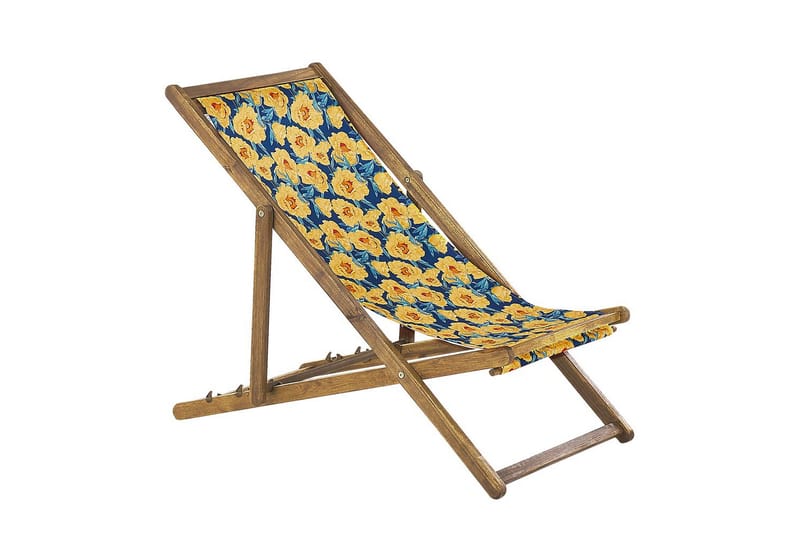 Solstol sett med 2 Anzio - lyst tre/off-white/gult blomstermønster - Hagemøbler & utemiljø - Stoler & Lenestoler - Solstoler