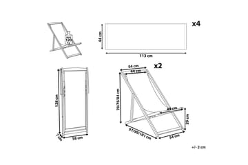 Solstol sett med 2 Anzio - lyst tre/off-white/marineblå blomster mønster - Hagemøbler & utemiljø - Stoler & Lenestoler - Solstoler