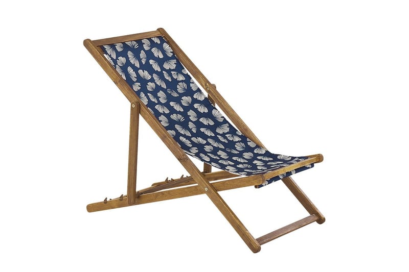 Solstol sett med 2 Anzio - lyst tre/off-white/marineblå blomster mønster - Hagemøbler & utemiljø - Stoler & Lenestoler - Solstoler