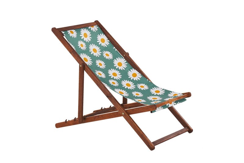 Solstol sett med 2 Anzio - mørkt tre/off-white kamillemønster - Hagemøbler & utemiljø - Stoler & Lenestoler - Solstoler