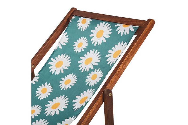 Solstol sett med 2 Anzio - mørkt tre/off-white kamillemønster - Hagemøbler & utemiljø - Stoler & Lenestoler - Solstoler