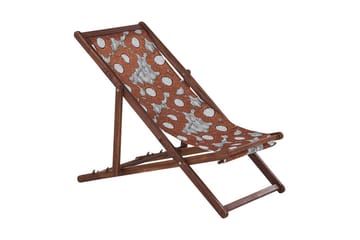 Solstol sett med 2 Anzio - mørkt tre/off-white valmuemønster - Hagemøbler & utemiljø - Stoler & Lenestoler - Solstoler