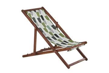 Solstol sett med 2 Anzio - mørkt tre/off-white/grønt løvmønster - Hagemøbler & utemiljø - Stoler & Lenestoler - Solstoler