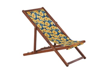 Solstol sett med 2 Anzio - mørkt tre/off-white/gult blomstrende mønster - Hagemøbler & utemiljø - Stoler & Lenestoler - Solstoler