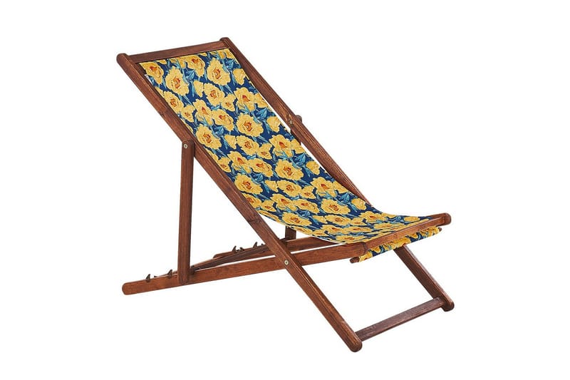 Solstol sett med 2 Anzio - mørkt tre/off-white/gult blomstrende mønster - Hagemøbler & utemiljø - Stoler & Lenestoler - Solstoler