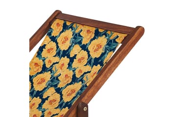 Solstol sett med 2 Anzio - mørkt tre/off-white/gult blomstrende mønster - Hagemøbler & utemiljø - Stoler & Lenestoler - Solstoler