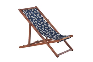 Solstol sett med 2 Anzio - mørkt tre/off-white/marineblått blomstermønster - Hagemøbler & utemiljø - Stoler & Lenestoler - Solstoler