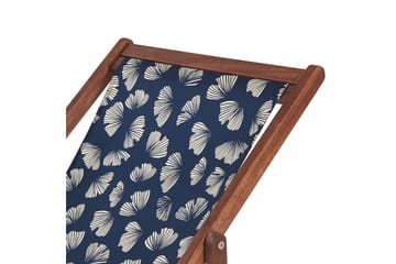 Solstol sett med 2 Anzio - mørkt tre/off-white/marineblått blomstermønster - Hagemøbler & utemiljø - Stoler & Lenestoler - Solstoler