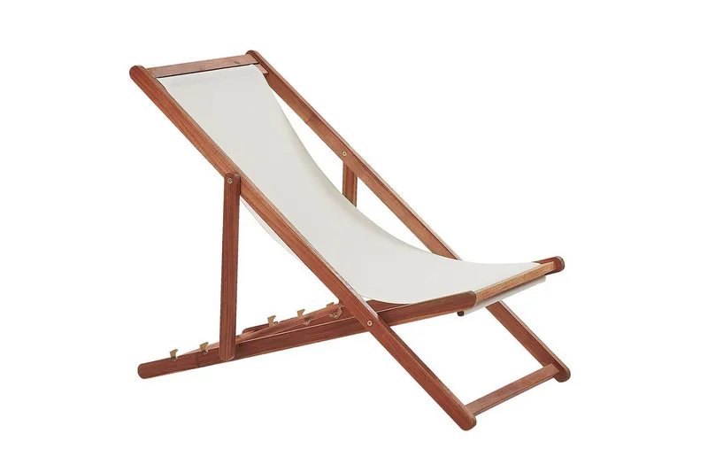 Solstol sett med 2 Anzio - mørkt tre/off-white/oransje mønster - Hagemøbler & utemiljø - Stoler & Lenestoler - Solstoler