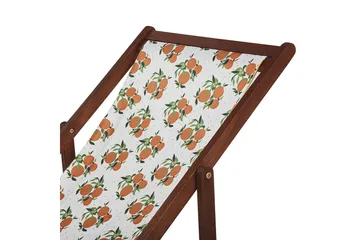 Solstol sett med 2 Anzio - mørkt tre/off-white/oransje mønster - Hagemøbler & utemiljø - Stoler & Lenestoler - Solstoler