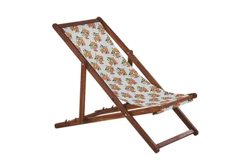 Solstol sett med 2 Anzio - mørkt tre/off-white/oransje mønster - Hagemøbler & utemiljø - Stoler & Lenestoler - Solstoler