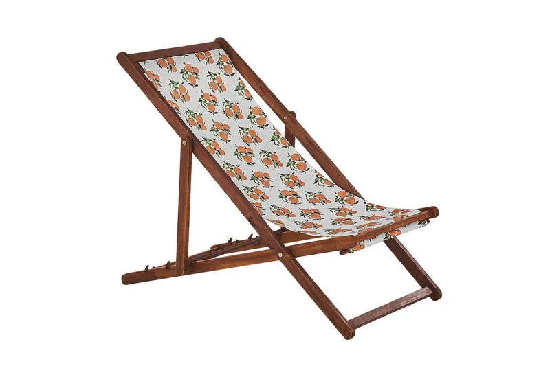 Solstol sett med 2 Anzio - mørkt tre/off-white/oransje mønster - Hagemøbler & utemiljø - Stoler & Lenestoler - Solstoler