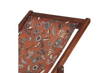 Solstol sett med 2 Anzio - mørkt tre/off-white/rødt blomstermønster - Hagemøbler & utemiljø - Stoler & Lenestoler - Solstoler