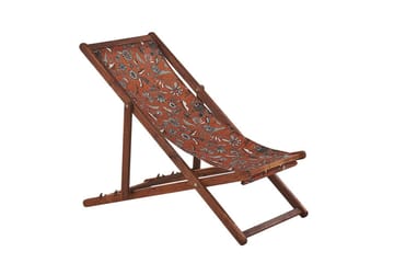 Solstol sett med 2 Anzio - mørkt tre/off-white/rødt blomstermønster - Hagemøbler & utemiljø - Stoler & Lenestoler - Solstoler